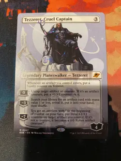 MTG Edge of Eternities Tezzeret Cruel Captain Borderless + Tezzeret Foil Emblem - Image 1