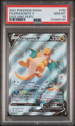 PSA 10 Pokemon Dragonite V Evolving Skies Full Alt Art #192 Gem Mint - Image 1