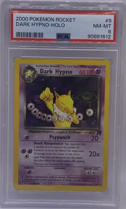 Dark Hypno Holo 9/82 Team Rocket Unlimited PSA 8 NM-MT Pokemon Card - Image 1
