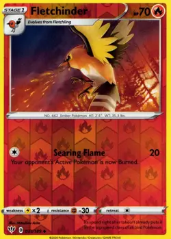 Pokemon Fletchinder 031/189 Darkness Ablaze Reverse Holo 2020 Trading Card - Image 1