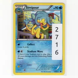 Pokemon TCG Simipour 29/99 BW Next Destinies Regular Rare Card EN-LP 2012 - Image 3