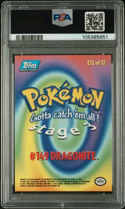 1999 TOPPS POKEMON THE MOVIE EDT RAINBOW FOIL #E12 DRAGONITE #149 PSA 10 - Image 2
