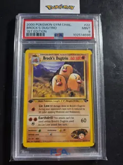 First Edition 2000 Pokemon Gym Challenge 22/132 Brock's Dugtrio PSA Mint 9 - Image 1