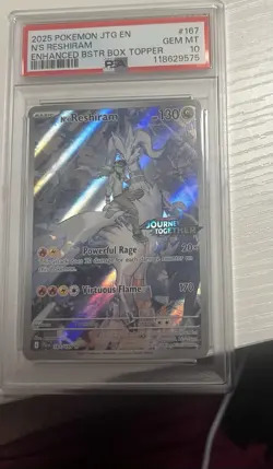 Pokemon N's Reshiram Journey Together Enhanced Box Topper Promo #167 PSA 10 - Image 1