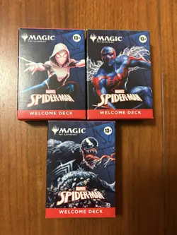 SDCC 2025 Magic The Gathering (MTG) x Spiderman Welcome Deck Red, Black, Blue - Image 1