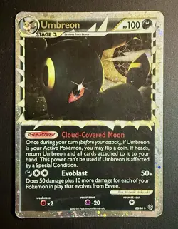 Umbreon (Prime) 86/90 Undaunted Holo Pokemon TCG 2010 Mod Played MP condition - Image 1