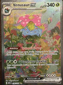 Pokemon TCG Venusaur EX Full Art Holo Card 198/165 Scarlet & Violet 151 Series - Image 1