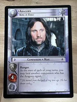 Awesome Lord Of The Rings LOTR TCG Card Aragorn King In Exile X2 1P365 LP - Image 4