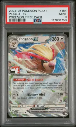 2024-2025 POKEMON PLAY! POKEMON PRIZE PACK #164 PIDGEOT EX PSA 9 - Image 1