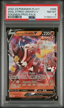 2022-2023 POKEMON PLAY! POKEMON PRIZE PACK #085 SINGLE STRIKE URSHIFU V PSA 8 - Image 1