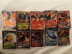 Pokemon Lot v/Gx/Ex/Mega/Vmax 10 Cards (Sealed Charizard, Heracross, Etc.) - Image 1