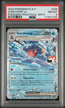 2024 POKEMON PLAY! POKEMON PRIZE PACK: SER 5 #038 GARCHOMP EX PSA 8 - Image 1