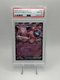 2025 POKEMON DRI EN-DESTINED RIVALS 81/182 TEAM ROCKET'S MEWTWO EX PSA 10 - Image 1