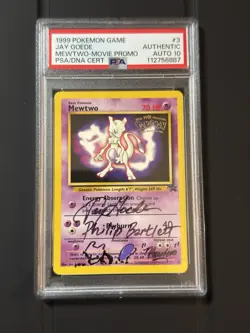 1999 Pokemon WB Movie Promo Mewtwo Signed & Sketched Jay Goede Auto PSA 10 - Image 1
