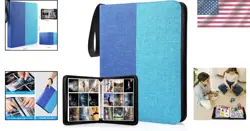 900 Pockets Trading Card Binder - Durable Polyester with Zipper in Mixed Blue - Image 2