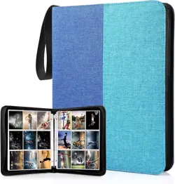 900 Pockets Trading Card Binder - Durable Polyester with Zipper in Mixed Blue - Image 3