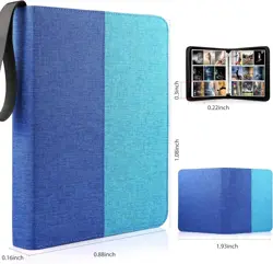 900 Pockets Trading Card Binder - Durable Polyester with Zipper in Mixed Blue - Image 5