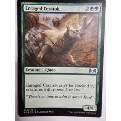 MTG Magic The Gathering Enraged Ceratok Creature Rhino Card Green Ravnica Allegi - Image 1