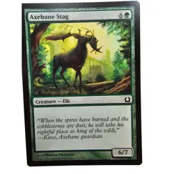 MTG Magic The Gathering Card Axebane Stag Creature Elk 2012 Green Return To Ravn - Image 1