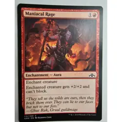 MTG Magic The Gathering Card Maniacal Rage Enchantment Aura Red Guilds Of Ravnic - Image 1