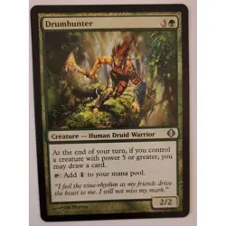 MTG Magic The Gathering Drumhunter Card Green Shards of Alara Creature Human Dru - Image 1