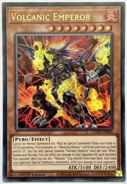 LD10-EN018 Volcanic Emperor - Ultra Rare 1st Edition Near Mint YuGiOh Card - Image 1