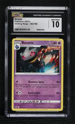 Banette Pokemon Sword & Shield Chilling Reign CGC 10 Gem Mint 07qw - Image 1