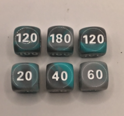 Pokemon TCG 6 count gray and green damage counter dice set - Image 1