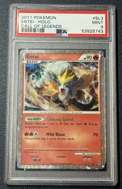 2011 Pokemon Shiny Entei Call of Legends Secret Rare Holo #SL3 PSA 9 - Image 1