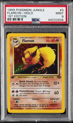 1999 POKEMON JUNGLE 1ST ED #3 FLAREON-HOLO PSA 9 - Image 1