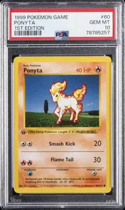 1999 POKEMON GAME 1ST ED #60 PONYTA PSA 10 - Image 1