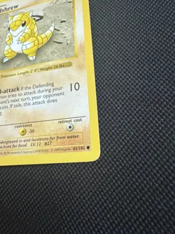 Pokemon Sandshrew 62/102 1st Edition Shadowless Base Set Card Unplayed Near Mint - Image 2