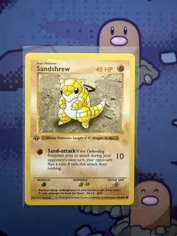 Pokemon Sandshrew 62/102 1st Edition Shadowless Base Set Card Unplayed Near Mint - Image 1