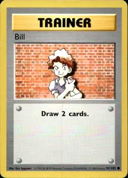 Pokemon Bill Base Set (Shadowless) 91/102 Light Play LP+ or Better - Image 1