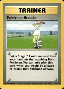 Pokemon Pokemon Breeder Base Set 76/102 Light Play LP+ or Better - Image 1