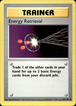 Pokemon Energy Retrieval Base Set (Shadowless) 081/102 Light Play LP+ or Better - Image 1