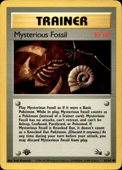Pokemon Mysterious Fossil 1st ed Fossil 62/62 Light Play LP+ or Better - Image 1