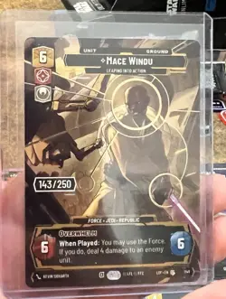 Mace Windu Leaping Into Action Card Game Unit 143/250 - Image 3