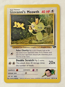 1x Giovanni's Meowth 43/132 Gym Challange Pokemon Card LP - Image 1