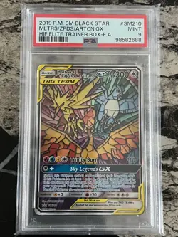2019 Pokemon Moltres Zapdos Articuno GX SM210 Black Star Promo PSA 9 MINT - Image 1