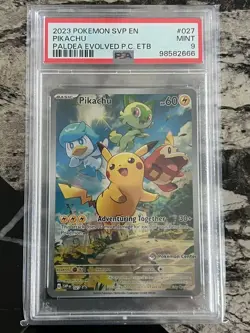 2023 Pokemon SVP Pikachu Paldea Evolved Pokemone Center ETB PSA 9 MINT - Image 1