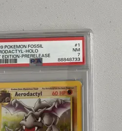 Aerodactyl 1st Edition RARE Prerelease POKEMON Card PSA 7 NM FOSSIL Holo 1/62 - Image 2