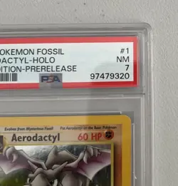 Aerodactyl 1st Edition RARE Prerelease POKEMON Card PSA 7 NM FOSSIL Holo 1/62 - Image 2