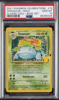 2021 POKEMON CELEBRATIONS CLASSIC COLL #15 VENUSAUR-HOLO PSA 10 - Image 1