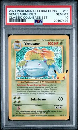 2021 POKEMON CELEBRATIONS CLASSIC COLL #15 VENUSAUR-HOLO PSA 10 - Image 1