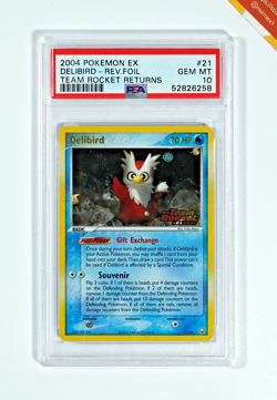 Pokemon PSA 10 Delibird #21 Reverse Foil EX Team Rocket Returns 2004 English - Image 1