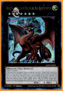 Yugioh! Disaster, Dragon Ruler of All Apocalypses ALIN-EN049 (UR) 1st Ed - Image 1