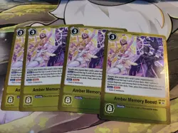 Digimon Card Game Amber Memory Boost! - LM-035 -4x Yellow - Promo - Playset - Image 1