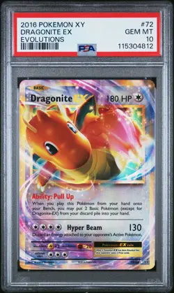 2016 POKEMON XY EVOLUTIONS #72 DRAGONITE EX PSA 10 - Image 1