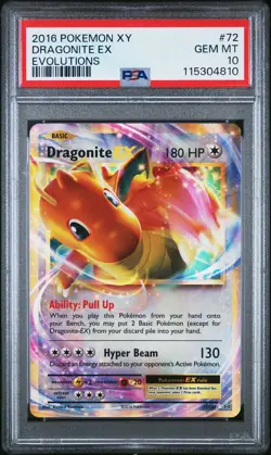2016 POKEMON XY EVOLUTIONS #72 DRAGONITE EX PSA 10 - Image 1